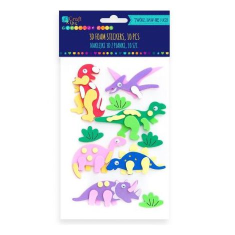 Naklejki z pianki dpCraft, Dinozaury, 10szt